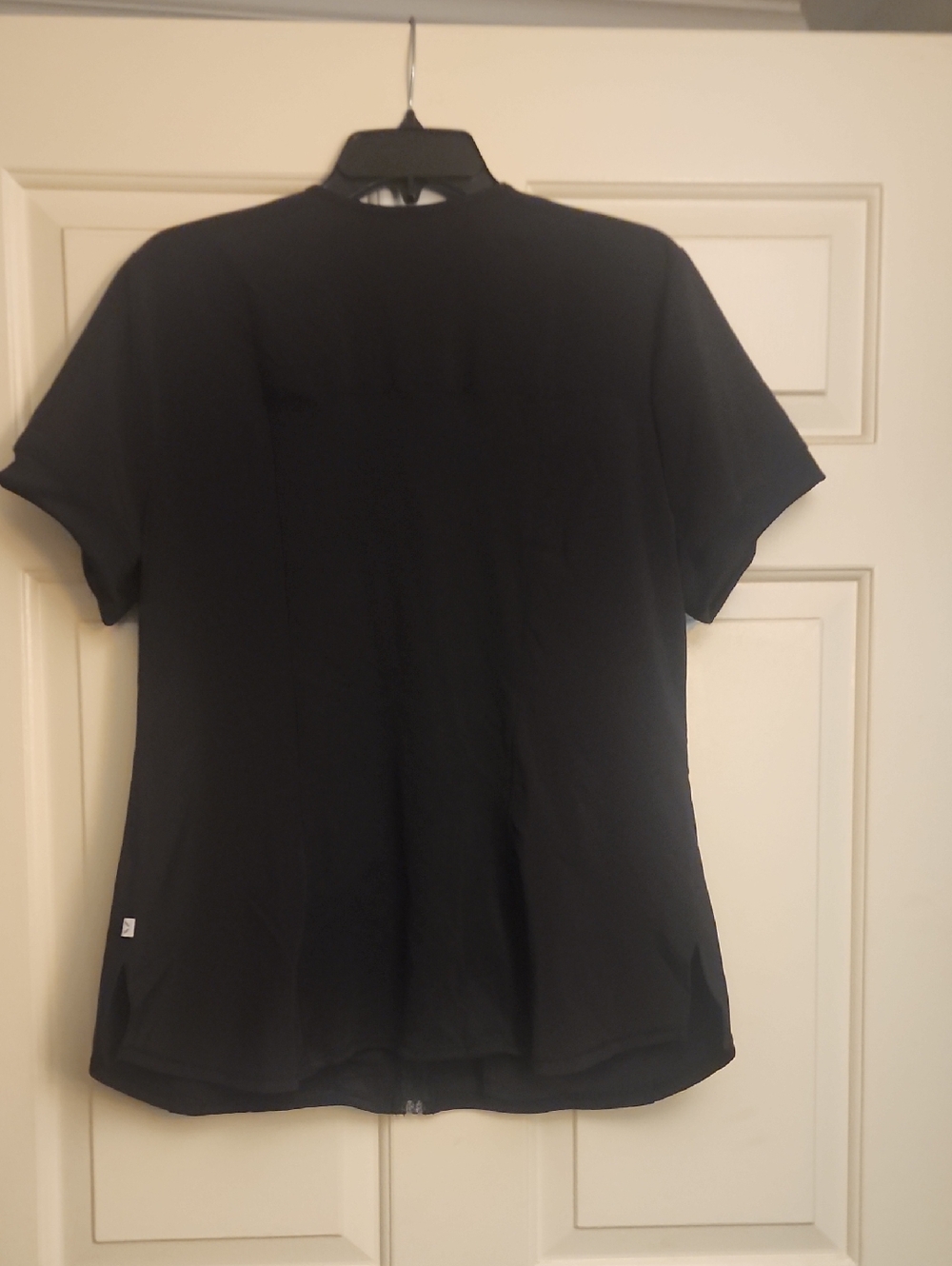 Cherokee Black Short Sleeve Zip Scrub Top - Picture 2 of 2